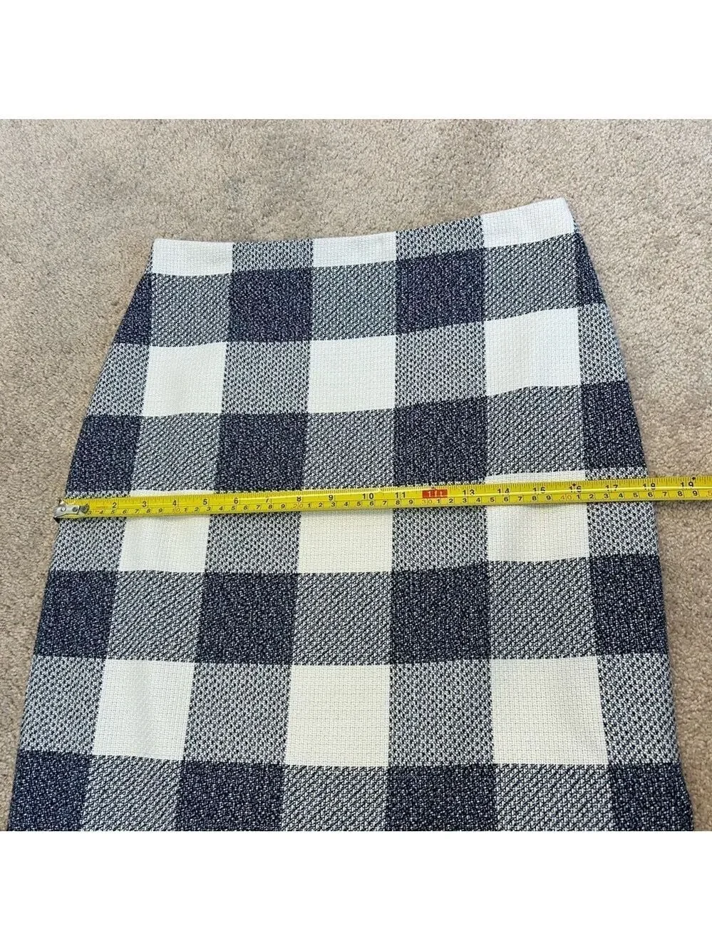 BANANA republic blue white checkered pencil skirt Sz 4
